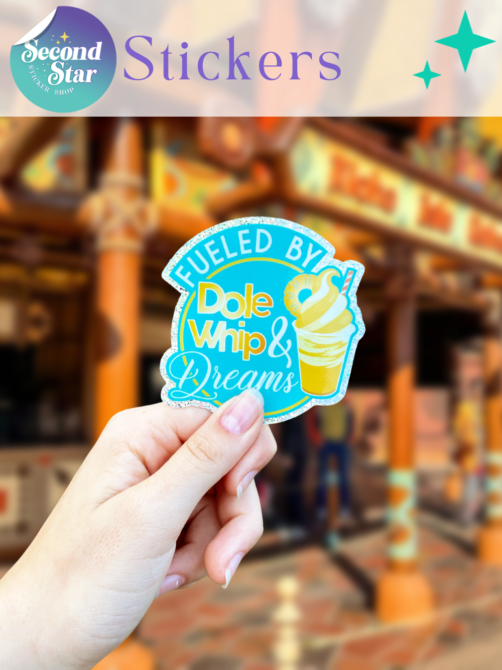 Sticker - Dole Whip & Dreams - Holographic Glitter